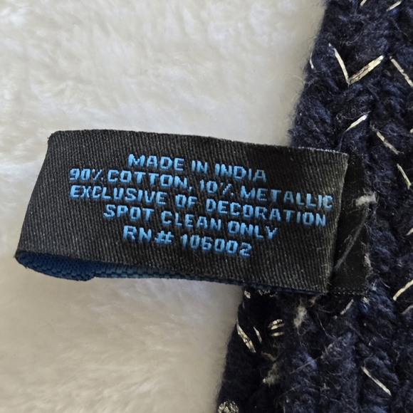 Cynthia Rowley Set of 4 Holiday Winter Snowflake Fabric Placemats Navy Metallic - Picture 8 of 9